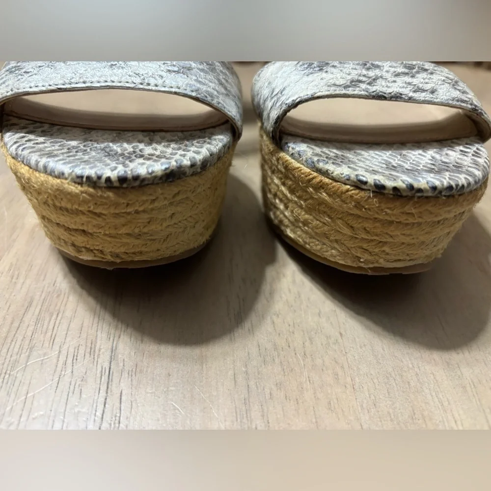 Via Spiga Women's Snakeskin Wedge Heel Sandals - Beige and Gray 7M